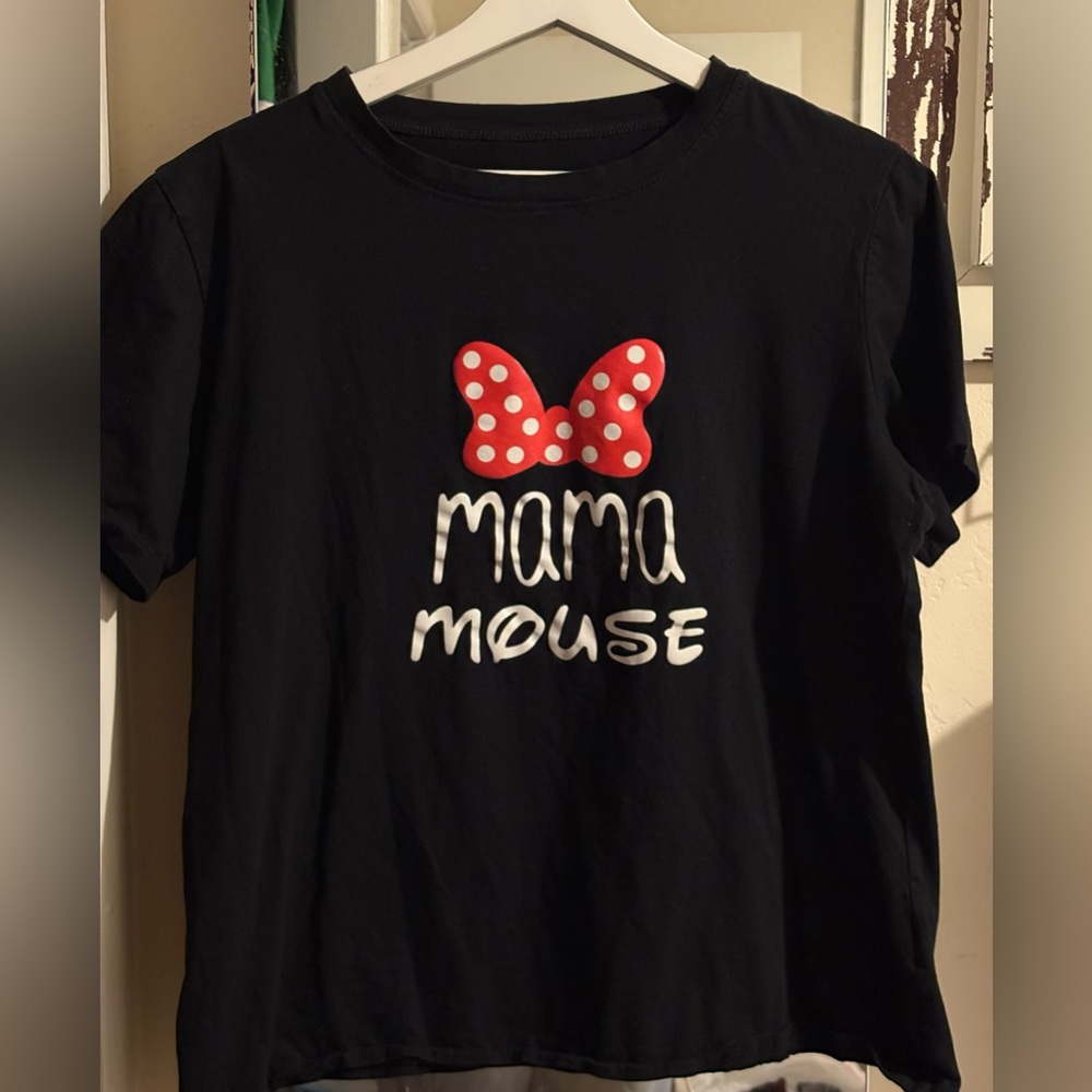 Disney Black 'Mama Mouse' Tee with Red Bow